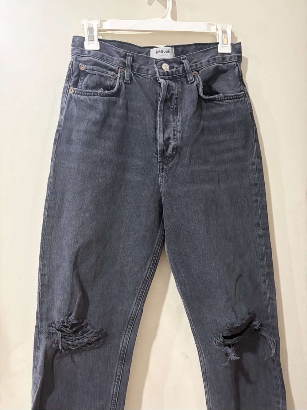 Agolde Washed Black Relaxed Distressed Jeans